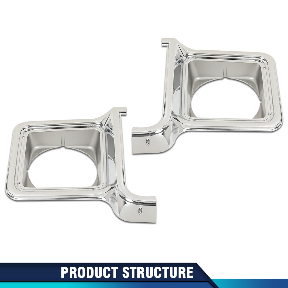 PIT66 Headlight Trim Bezel Headlight Door Chrome Silver Driver Passenger Pair Compatible with Chevy Blazer GMC Jimmy 1973-1978 GM2513134, GM2512134, 376628, 376627