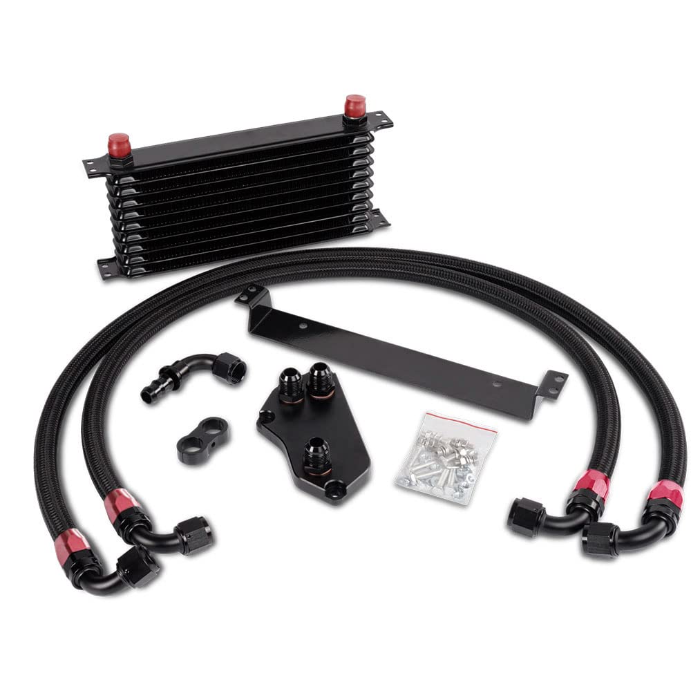 PIT66 10 Row AN10 Aluminum Oil Cooler Kit, Compatible with BMW E36/E46 M3 135/E90 335/640/740 X1/Z4 Turbo