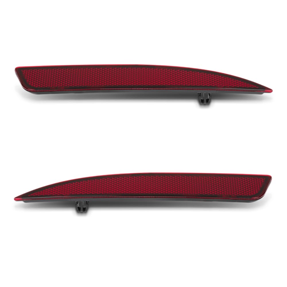 PIT66 Rear Left & Right Side Reflector Light Compatible with VW Scirocco 2009 2010 2011 2012 2013 2014 2015 2016 2017 1K8945105B Red Lens Black Housing