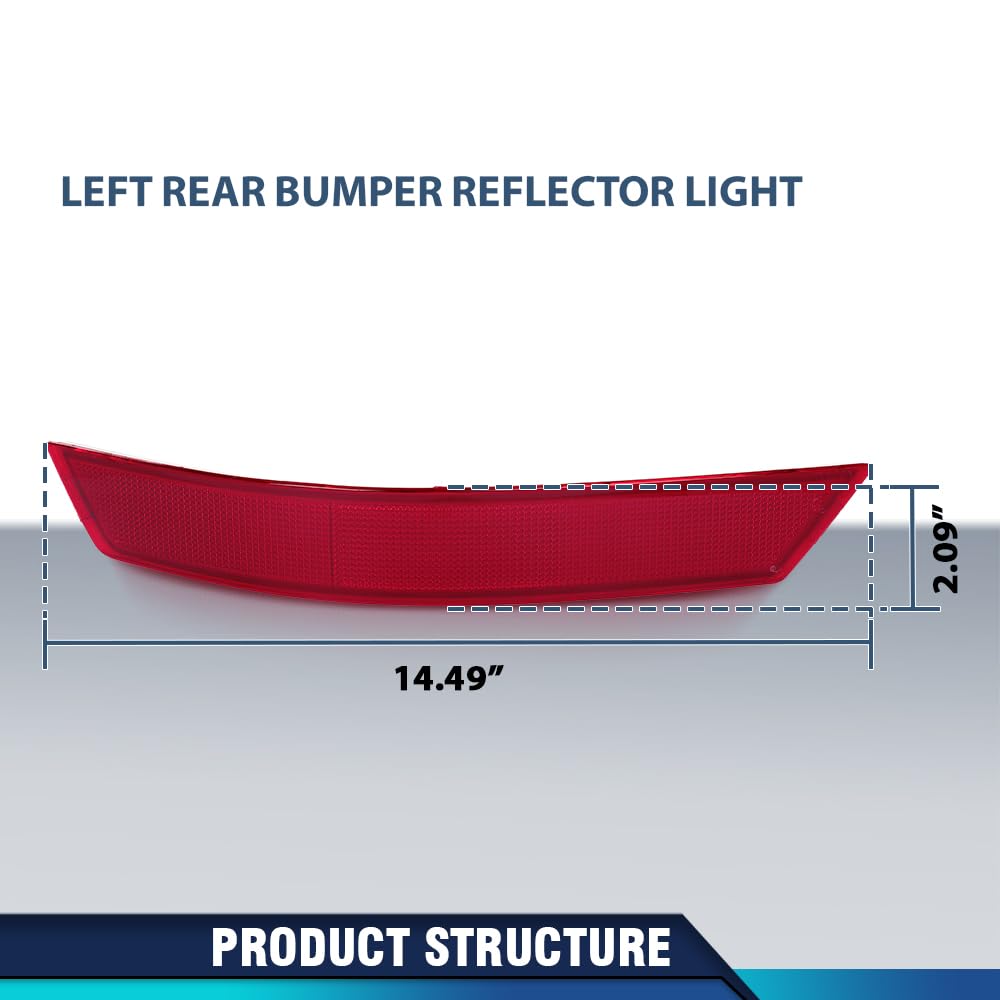 PIT66 Rear Bumper Reflector Light Left Side, Red