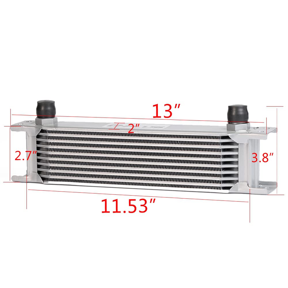 PIT66 10 Row 10AN Universal Aluminum Engine Transmission Oil Cooler Kit+ Oil Filter Relocation Kit Silver B Set