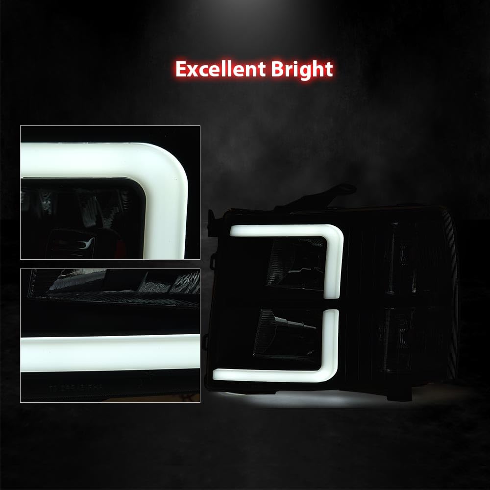 PIT66 LED DRL Headlights Fit 2007-2013 Chevy Silverado 1500/2500/3500 HD
