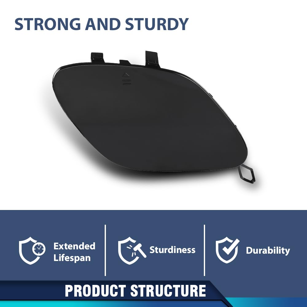 PIT66 Front Bumper Tow Eye Hook Cover Cap Compatible with Benz C63AMG W205 C300 C400 2015-2018 2058850724, A2058850724 Black