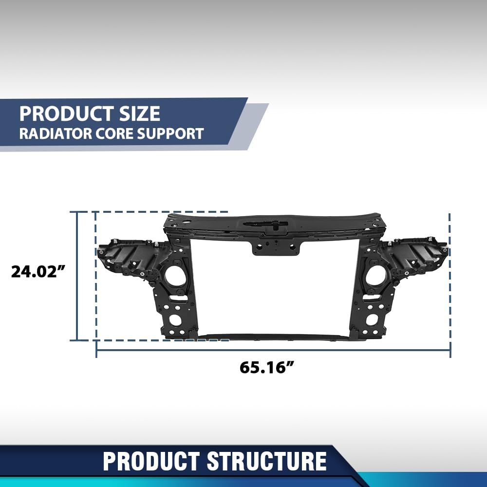 PIT66 Front Radiator Support Core Compatible with Porsche Cayenne 2003 2004 2005 2006 2007 2008 2009 2010 Black