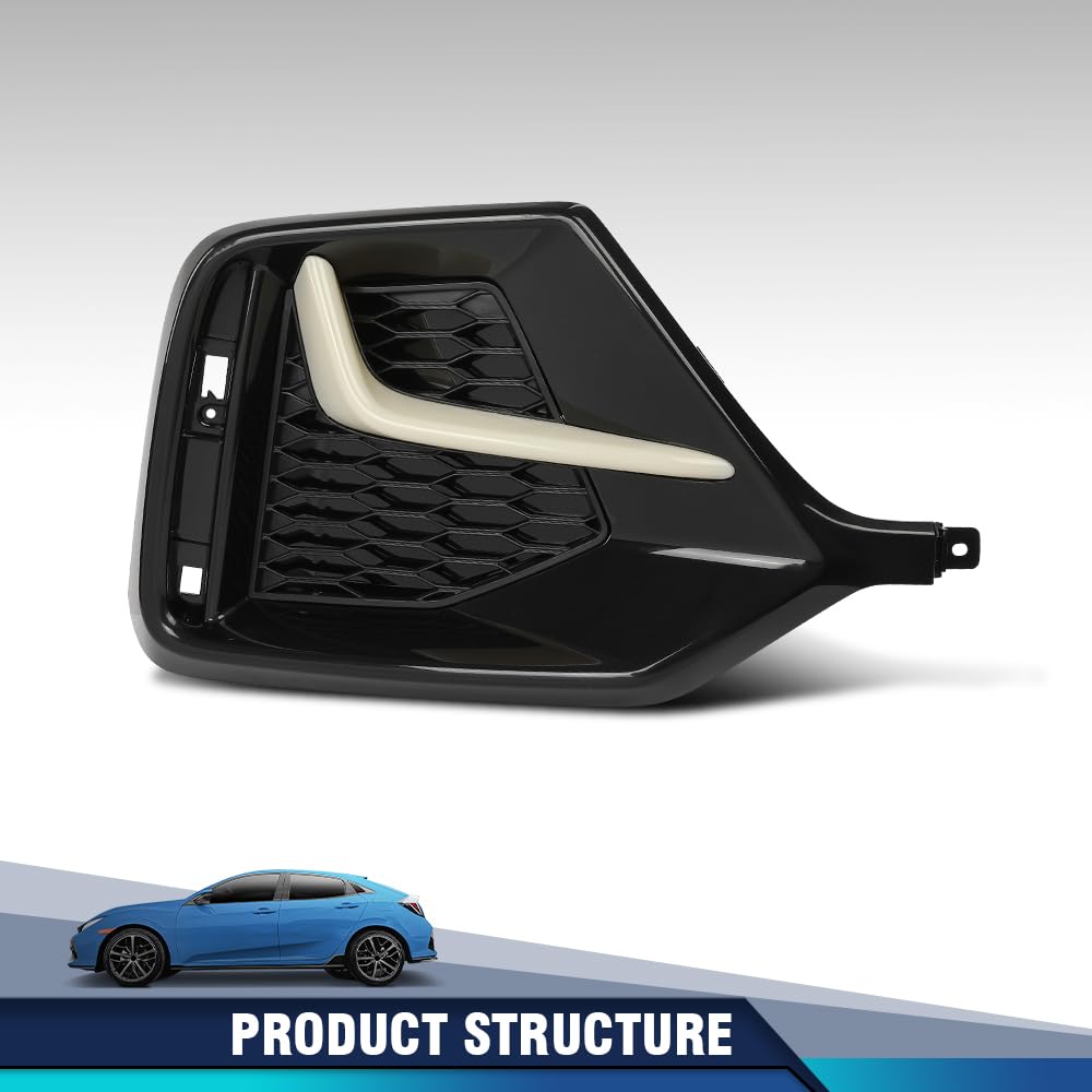 PIT66 Rear Bumper Garnish Cover Left Driver Side Compatible with Honda Civic Hatchback 2020 2021 71518-TGG-A50ZB, 71518 TGG A50ZB, 71518TGGA50ZB Black