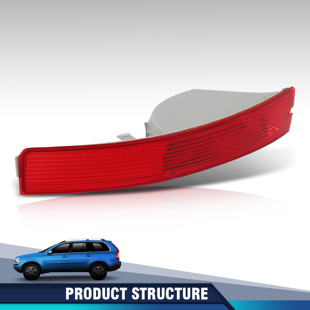 PIT66 Rear Bumper Reflector Left Driver Side Compatible with Volvo XC90 2007 2008 2009 2010 2011 2012 2013 2014 30678970 Red