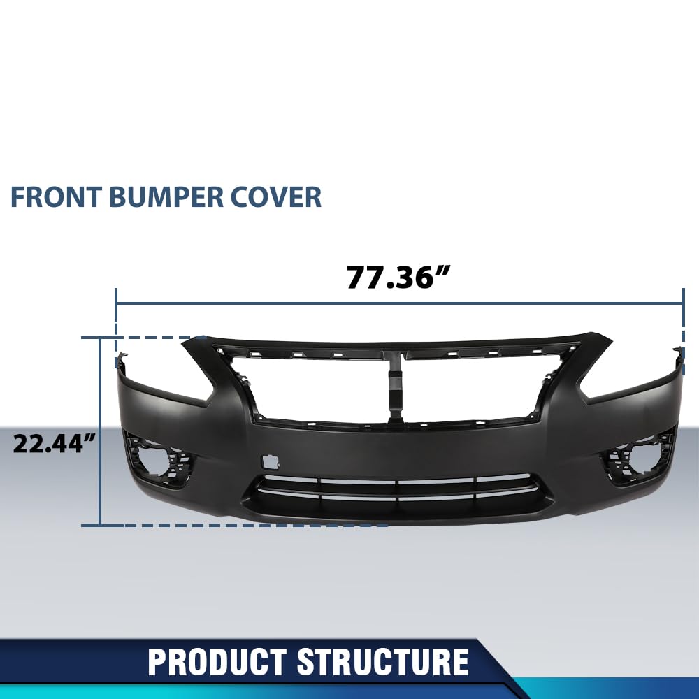 PIT66 Front Bumper Cover w/Fog Holes Fit Nissan Altima Sedan 2013‑2015