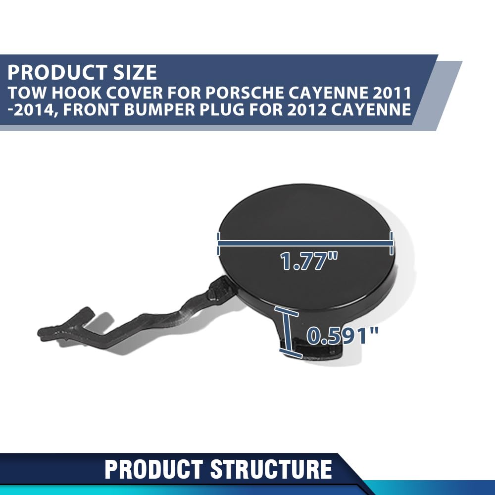 PIT66 Rear Bumper Tow Hook Cover Cap PP Black Fit Porsche Cayenne 2011-2014