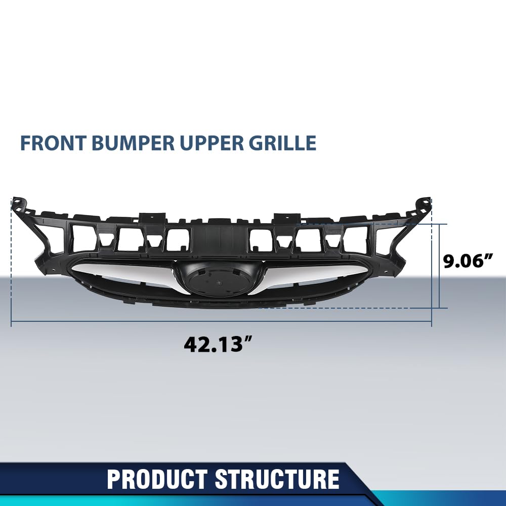 PIT66 Front Bumper Upper Grille Fit Accent Sedan Hatchback 2012-2014
