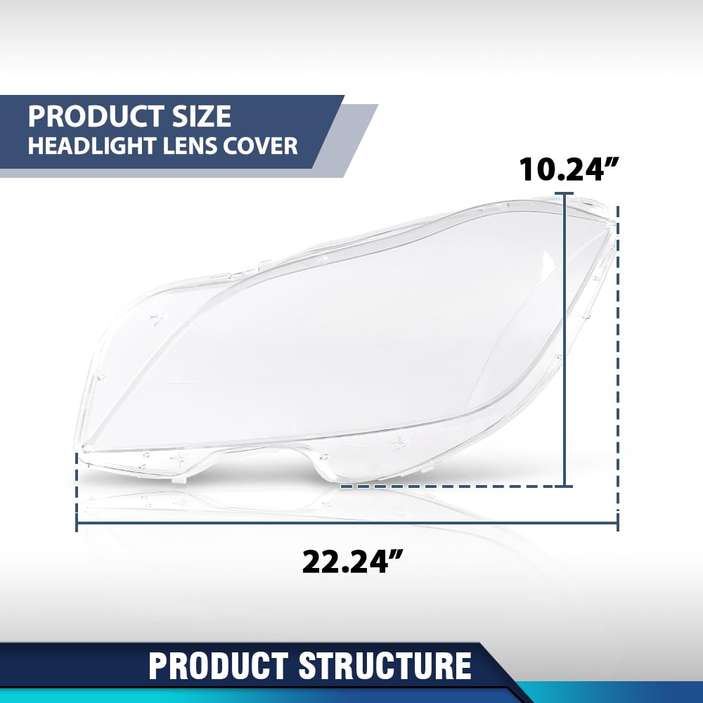 PIT66 Headlight Lens Covers Left & Right Side Compatible with Benz CLS W218 2010 2011 2012 2013 2014 Front Headlamp Lens Cover Clear