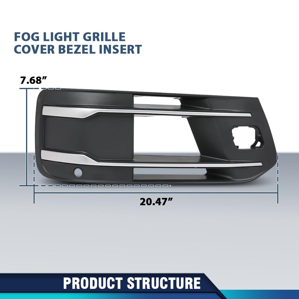 PIT66 Front Bumper Fog Light Grille Cover Bezel Insert Compatible with Audi Q7 Standard Model 2016-2019, NOT Fit For The Model With ACC, NOT Fit For S-line Model 4M0807681T, 4M0807682T Black & Silver