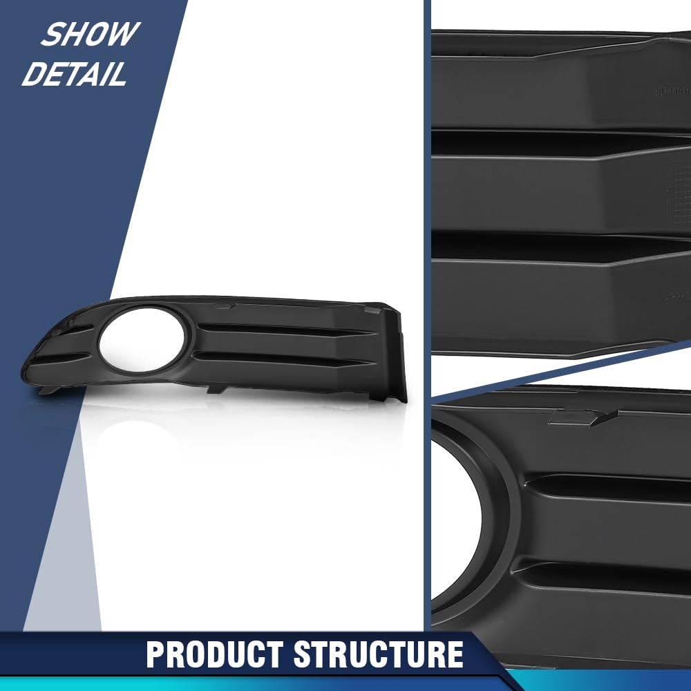 PIT66 Front Bumper Fog Light Cover Compatible with Volvo S40 V50 S50 2008 2009 2010 2011 2012 30744919, 30744920 Black
