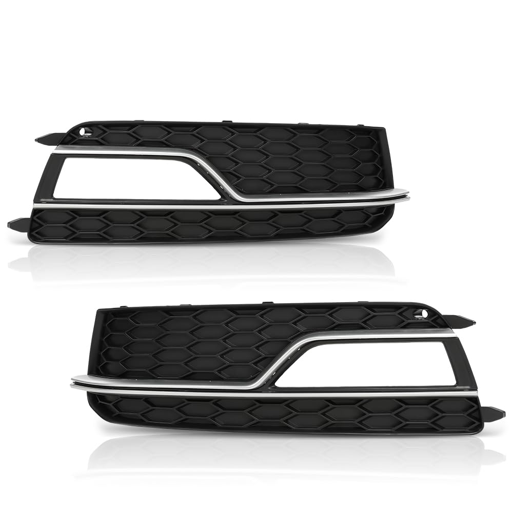 PIT66 Front Bumper Fog Light Grille Grill Cover Driver and Passenger Side Compatible with 2013-2016 Audi A5 S-Line/S5 (Facelift | LCI),NOT FIT for models with standard/RS bumper Honeycomb Style