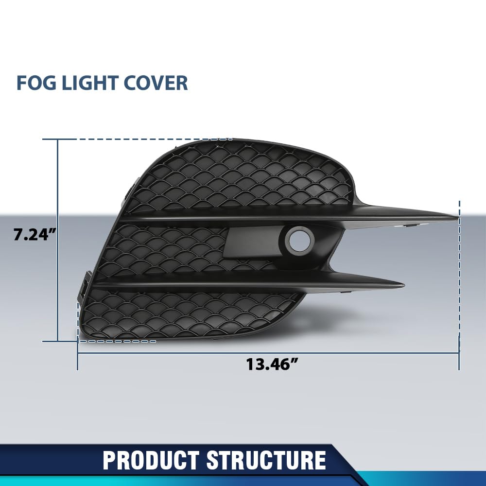 PIT66 Fog Light Cover Outer Driver & Passenger Side Compatible with Benz C-Class W205 2015-2018 (For Base Sedan Only), w/o AMG Styling Package, w/Luxury Package 2538853500 A2538853500 Black