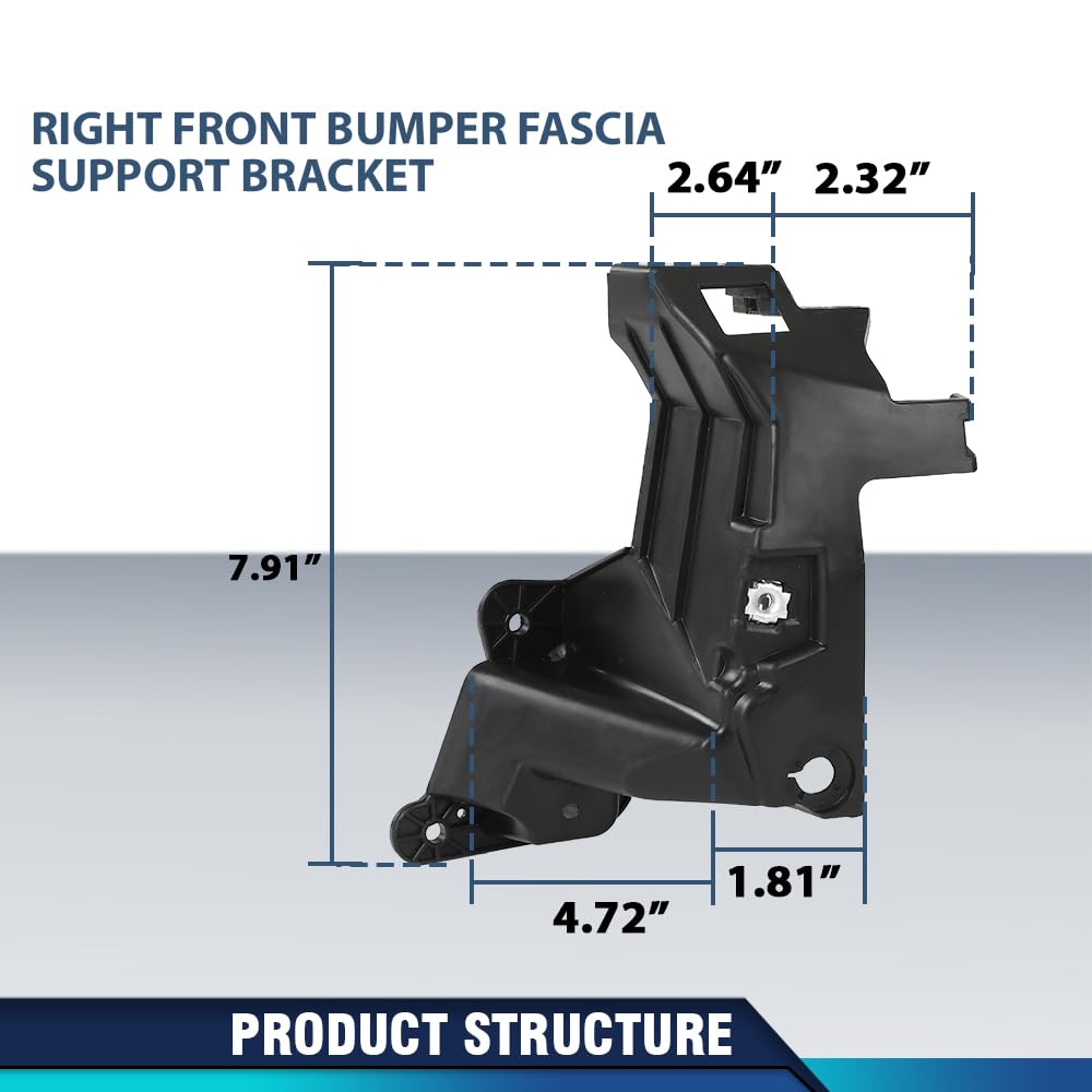 PIT66 Front Right Bumper Fascia Support Bracket, Black
