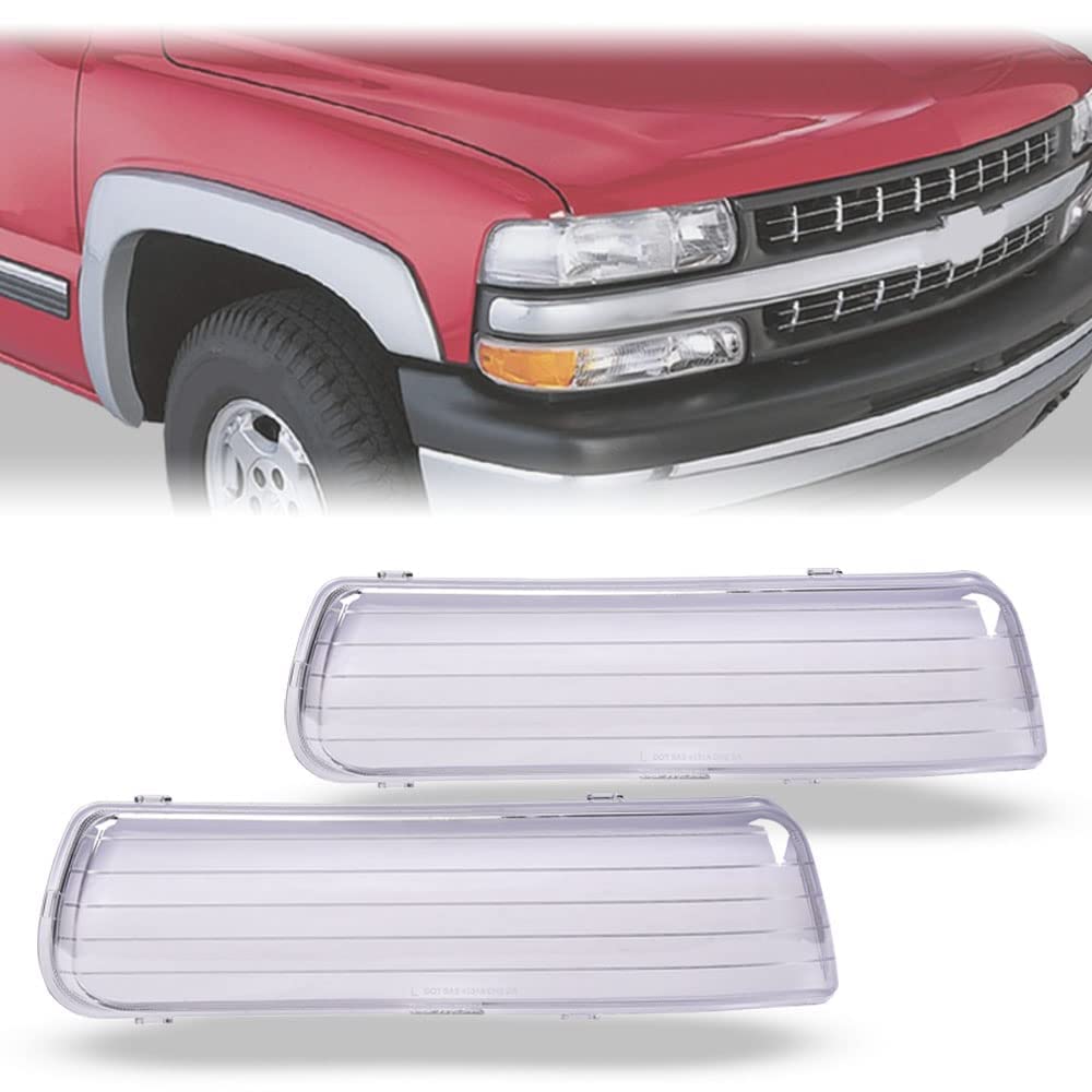 PIT66 Headlight Lens Cover Compatible with Chevy Silverado 1500 2500 1999-2002/Fit Chevy Silverado 1500 HD 2500 HD 3500 2001-2002/Fit Chevy Suburban 1500 2500 Tahoe 2000-2006