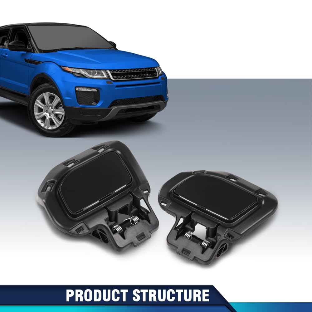 PIT66 HeadLight Washer Cover Powerwash Cap Pair Compatible with Land Rover Range Rover Evoque 2012-2017 Without autobiography LR026534, LR036197, LR027246, LR036198 Black