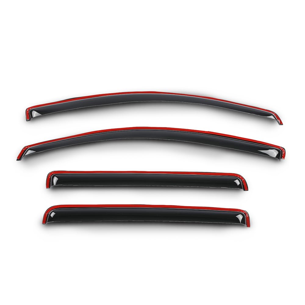 PIT66 in-Channel Window Rain Guards Compatible with Chevy Colorado Crew Cab 2023 2024 2025, Fit GMC Canyon Crew Cab 2025, Not Fit Ext/Double Cab Window Deflectors Vent Visors Smoke 4 PCS