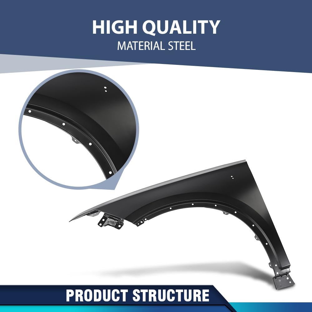 PIT66 Front Left Driver Side Fender 1PC Fit Cadillac XT6 Luxury 2021 2022 2023 2024, Fit Cadillac XT6 (submodel: Premium Luxury, Sport) 2020 2021 2022 2023 2024 84596459, GM1240423 Black