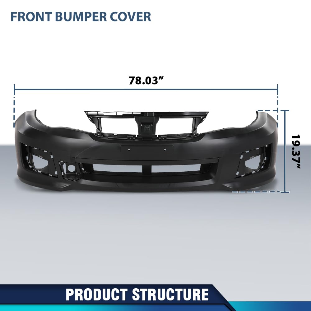PIT66 Front Bumper Cover Primed Compatible with Su.baru Impreza (submodel: WRX, WRX Limited, WRX Premium, WRX STI, WRX STI Limited) 2011-2014 57704FG113, SU1000167 Black PP