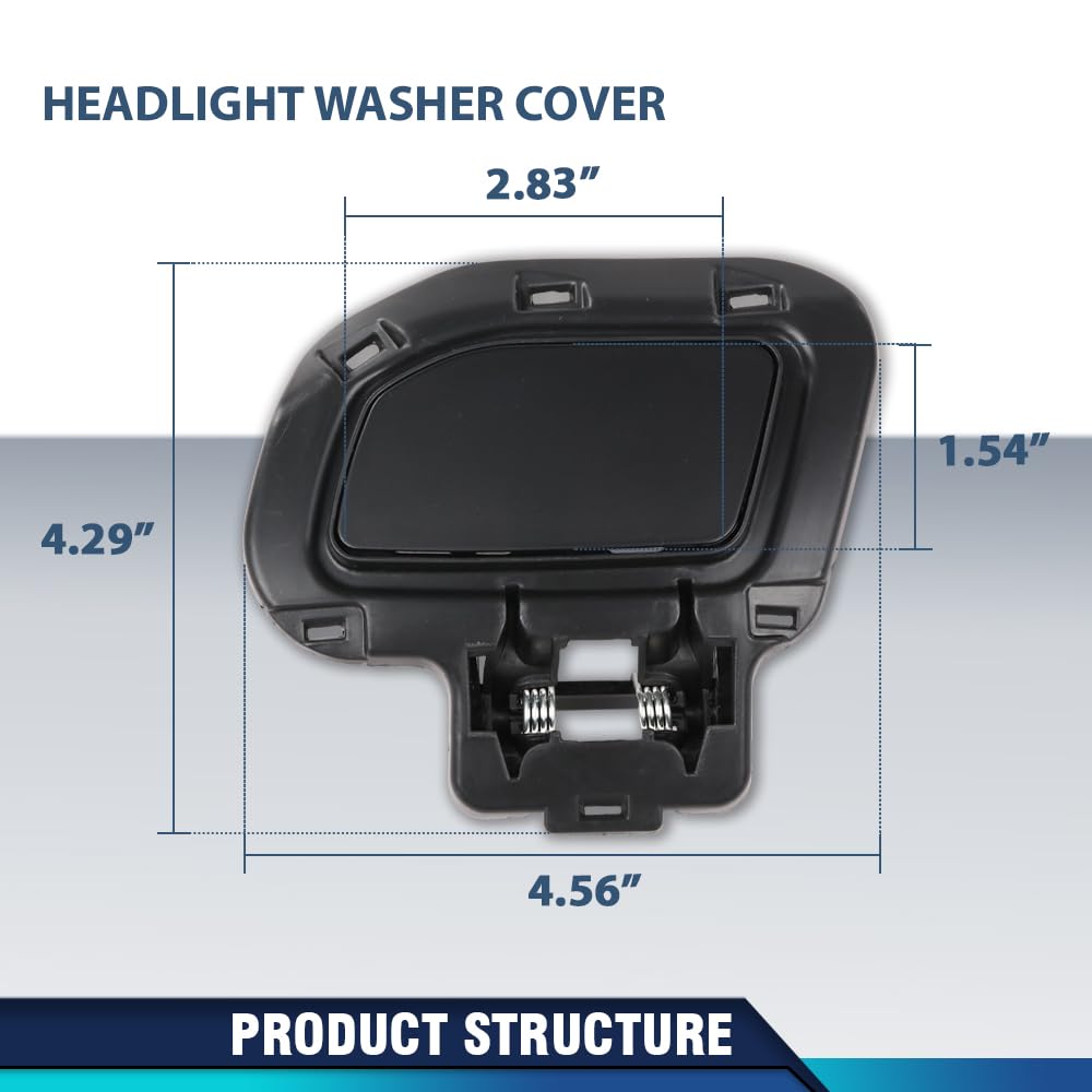 PIT66 HeadLight Washer Cover Powerwash Cap Pair Compatible with Land Rover Range Rover Evoque 2012-2017 Without autobiography LR026534, LR036197, LR027246, LR036198 Black