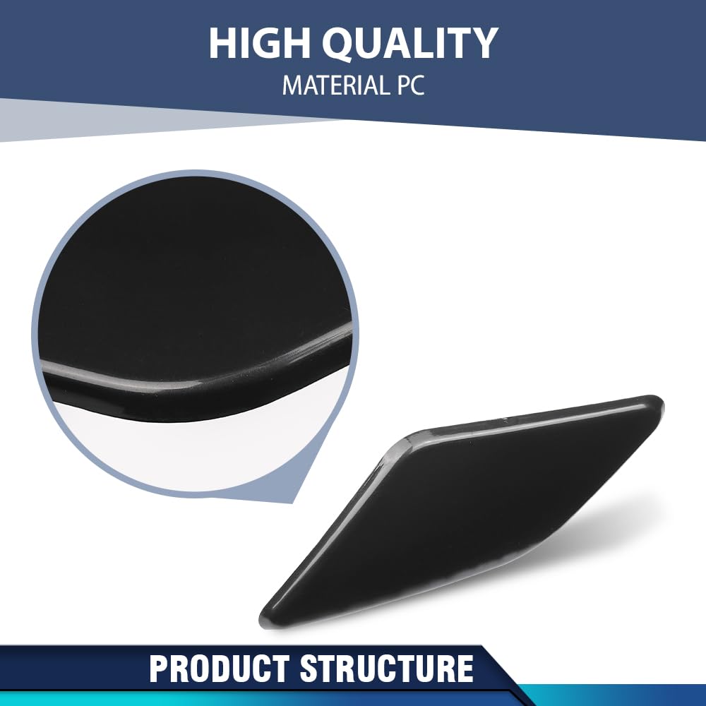PIT66 Front Left & Right Side Headlight Washer Nozzle Cover Caps Pair Compatible with Volvo S40 V50 2008 2009 2010 2011 2012 39886377, 39886397 Glossy Black