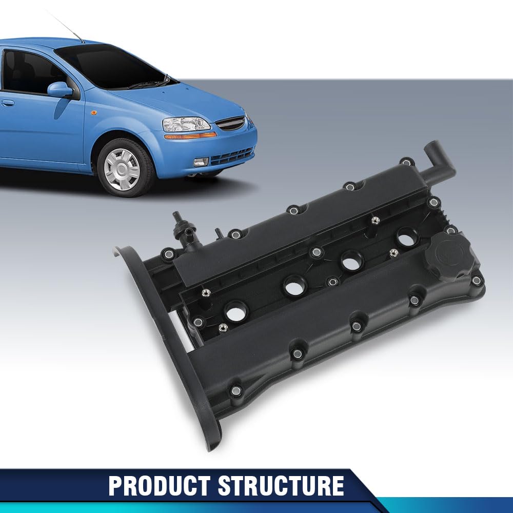 PIT66 Engine Valve Cover w/Gasket & Cap Compatible with Chevy Aveo 2004 2005 L4 1.6L 96473698