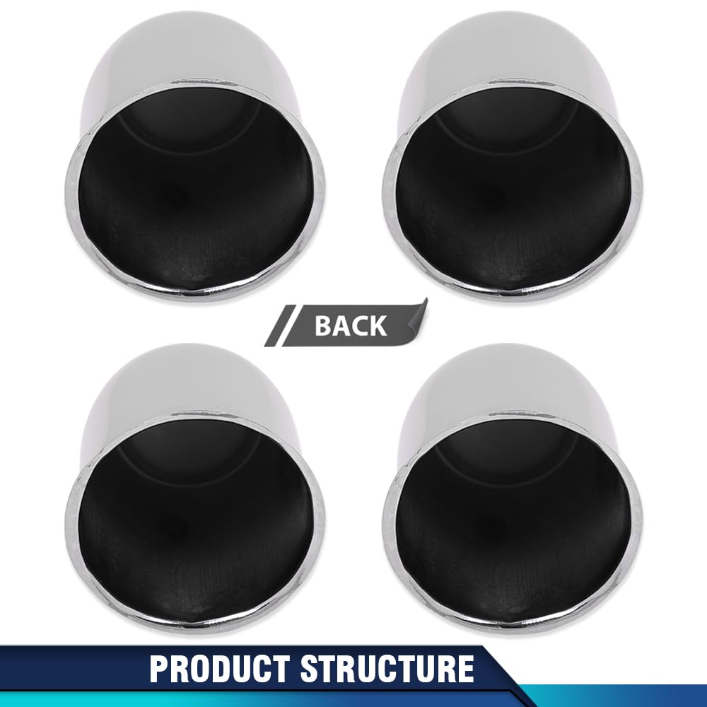 PIT66 4Pcs Chrome Trailer Wheel Center Caps Fit 3.25 Inch Center Bore