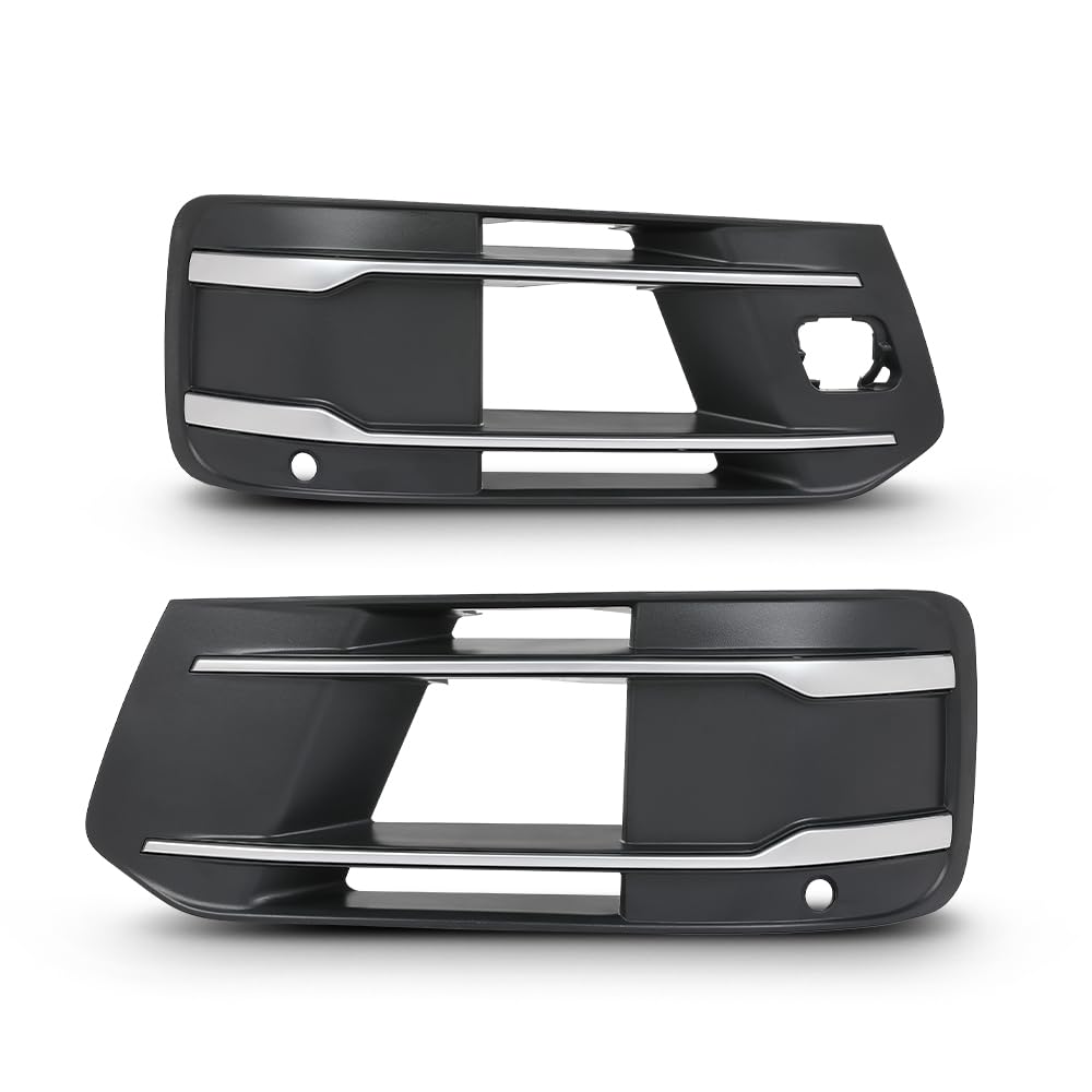 PIT66 Front Bumper Fog Light Grille Cover Bezel Insert Compatible with Audi Q7 Standard Model 2016-2019, NOT Fit For The Model With ACC, NOT Fit For S-line Model 4M0807681T, 4M0807682T Black & Silver