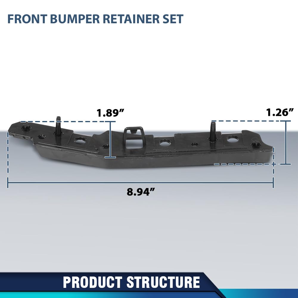 PIT66 Front Bumper Retainer Set, FO1043146, FO1042146 Black
