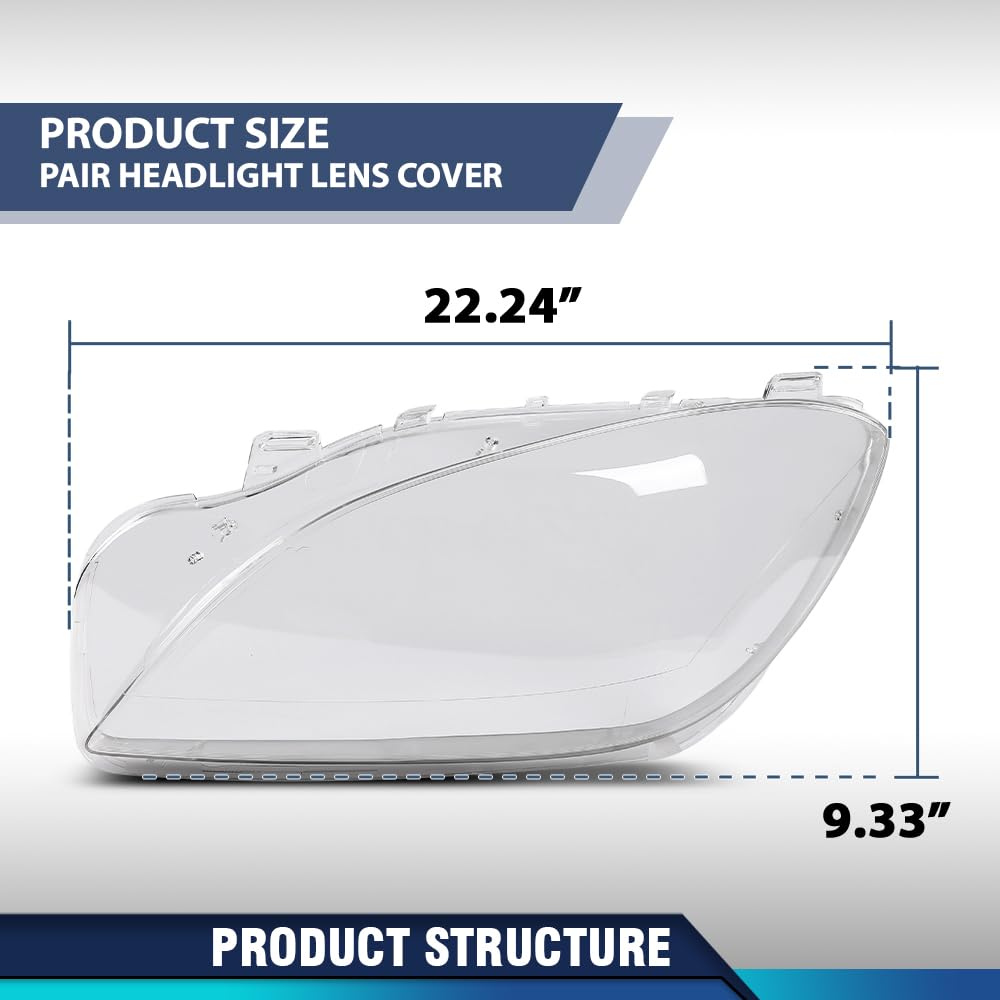 PIT66 Front Headlight Lens Headlamp Covers Left & Right Pair, Clear