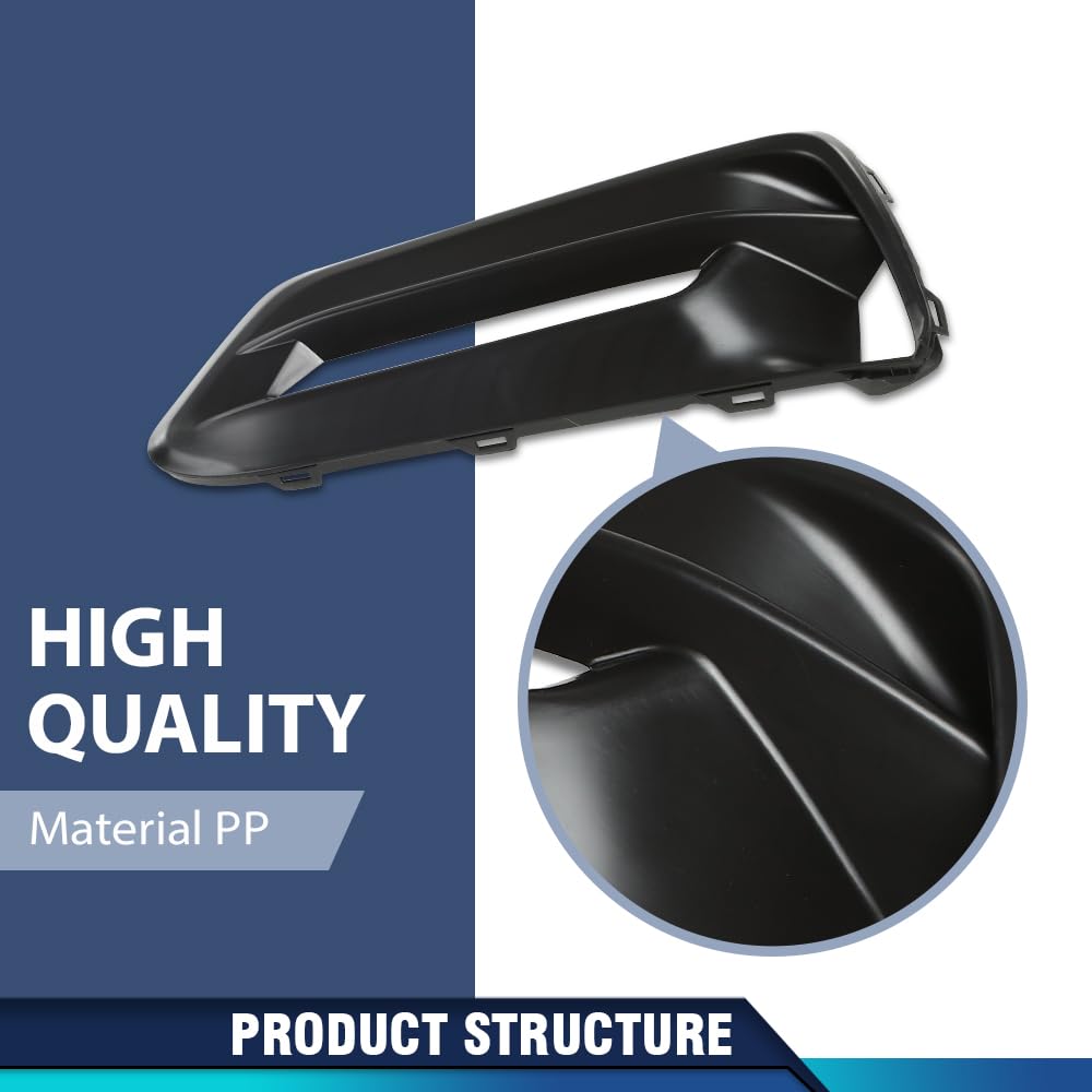 PIT66 Front Bumper Fog Lamp Bezel Light Cover Driver Left Side Compatible with Honda Accord Sedan 2018-2020 71107TVAA10, HO1038140 Black