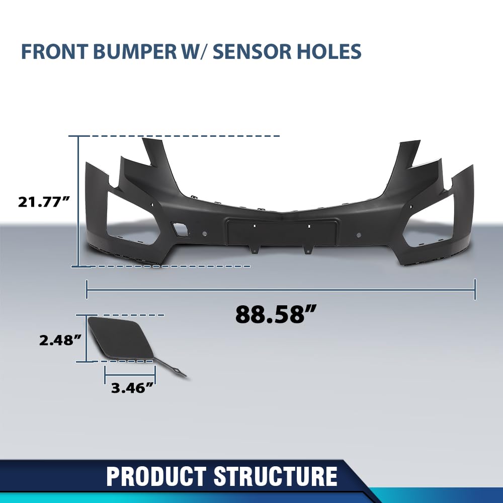 PIT66 Front Upper Bumper Cover Fit Cadillac XT5 2017-2019 with Sensor Holes
