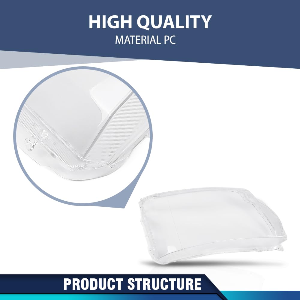 PIT66 Headlight Lens Cover Pair Fit Land Rover Discovery 4 LR4 2014-2016