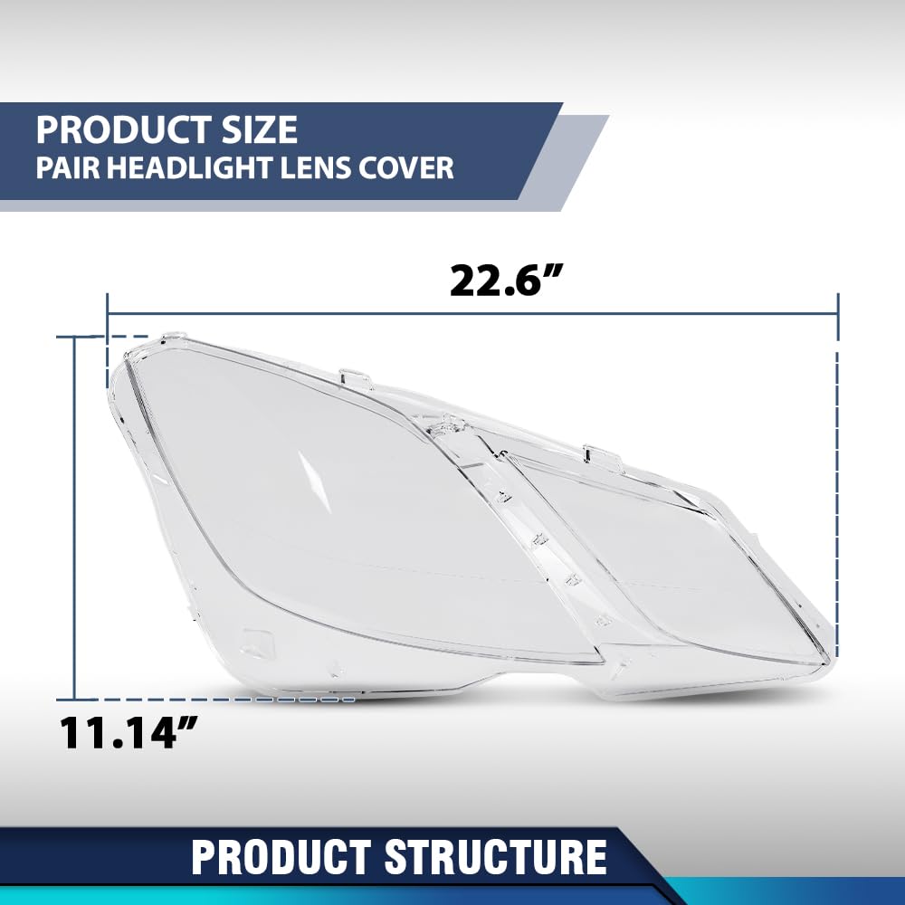 PIT66 Headlight Lens Covers Left & Right Side, Headlamp Lens Cover Clear
