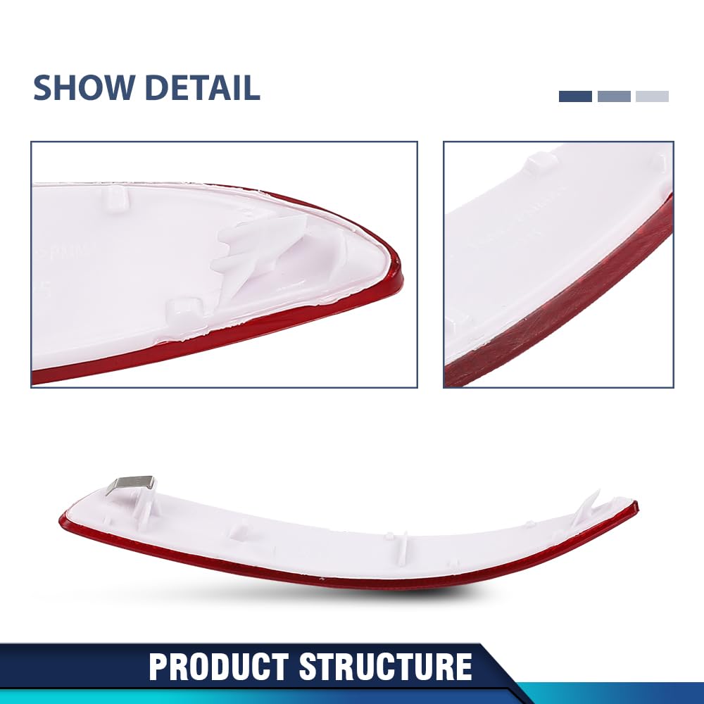 PIT66 Rear Bumper Reflector Driver Left Side Compatible with BMW X5 E70 All Models 2007-2010, Fit X5 E70 LCI/facelifted 2010-2013 (Only for M Sport Package) 63217158949, 63147158949 Red