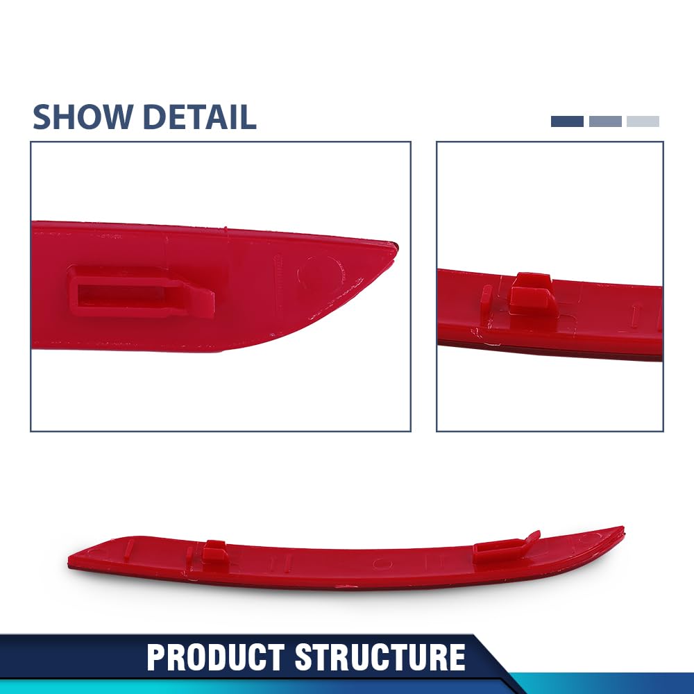 PIT66 Rear Bumper Reflector Left Driver Side, BM1184100 Red