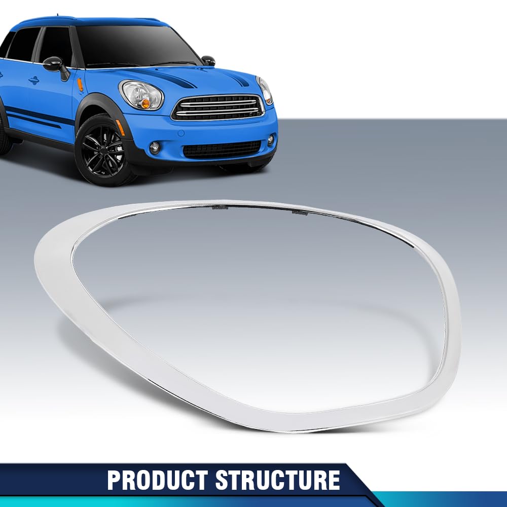 PIT66 Headlight Bezels Passenger Side Right Compatible with Mini Cooper Countryman 2011-2016 Fit Cooper Paceman 2013-2016 Silver
