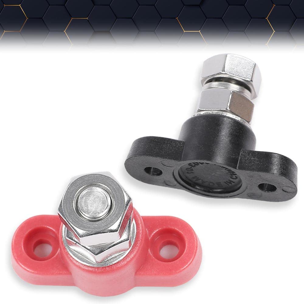 PIT66 Red & Black Junction Block Power Post Set Insulated Terminal Stud3/8