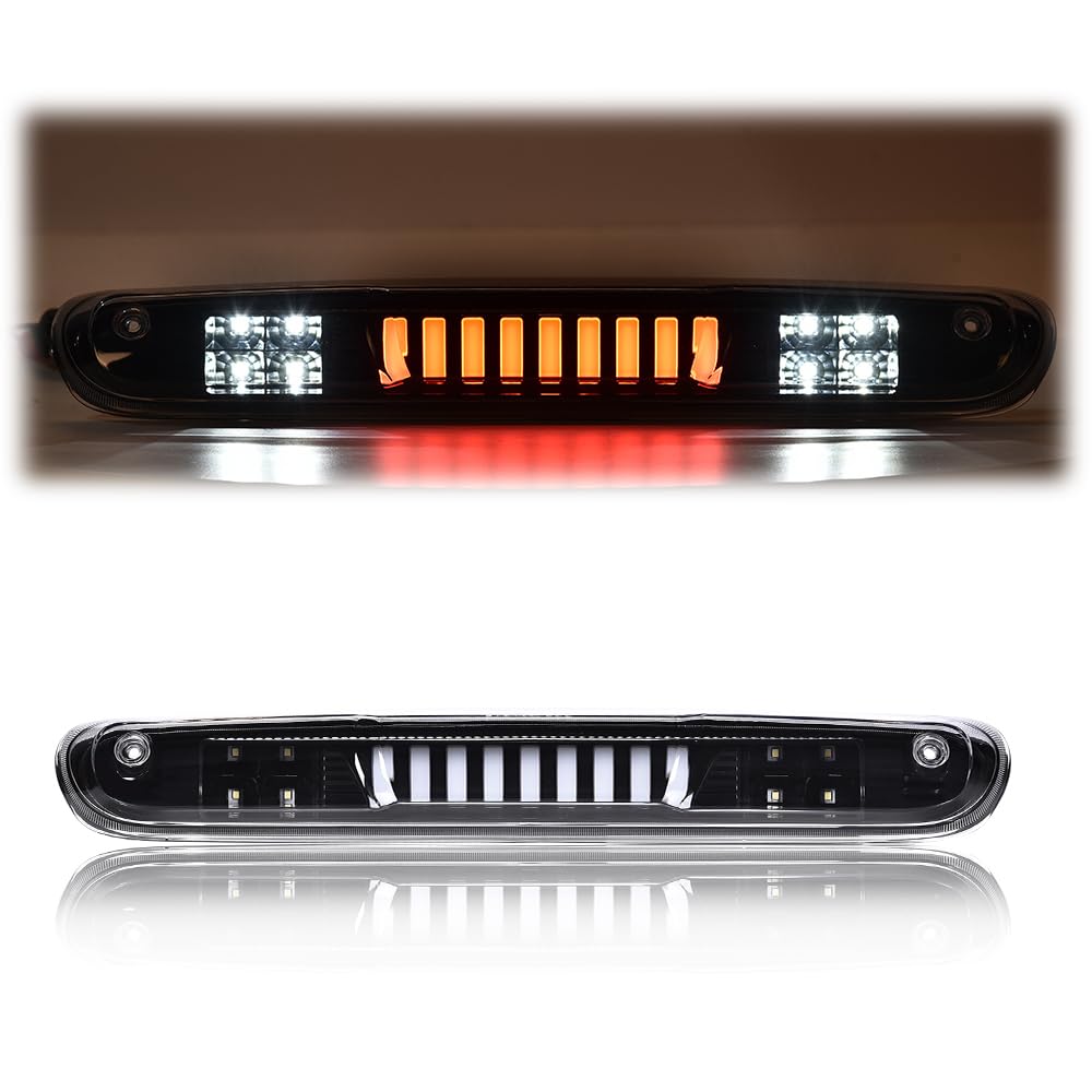 PIT66 LED 3rd Brake Light, Compatible with 2007-2014 Chevy Silverado/2007-2014 GMC Sierra/Compatible with 2009-2010 H-ummer H3T LED Third Brake Light Cargo Black Housing Clear Lens