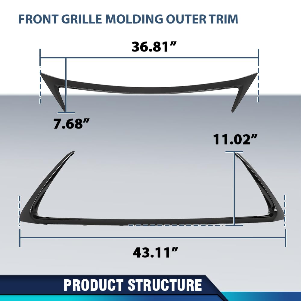 PIT66 Front Upper & Lower Bumper Grille Molding Fit LX CT200H 2014-2017