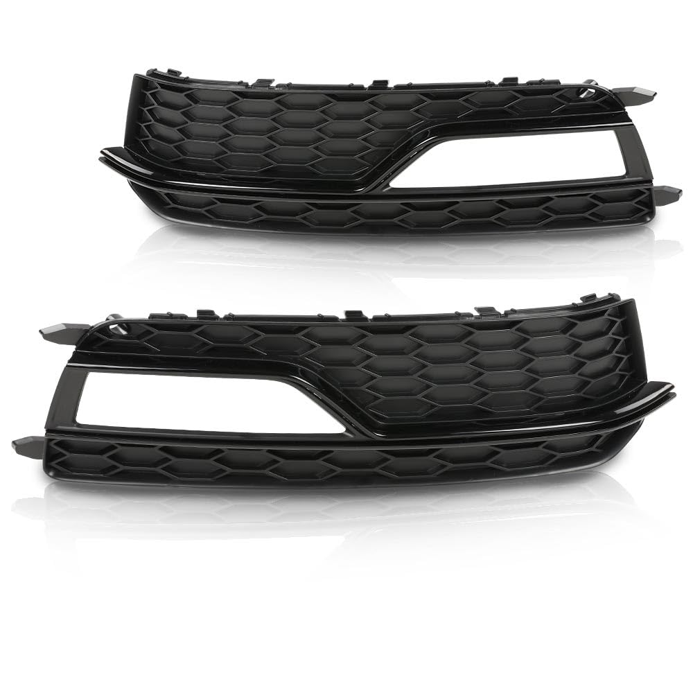 PIT66 Front Bumper Fog Light Grilles Cover Trim Compatible with Audi A5 S-Line S5 2013-2016/Only Fit for S-Line S5 Bumper Models, Not Fit For A5 Basic Version 8T0807681K,8T0807682K Black