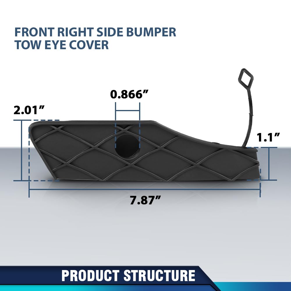 PIT66 Front Right Bumper Tow Eye Cover Compatible with Benz GLK250 Bluetec 4Matic / GLK350 (submodel: 4Matic, Base) 2013-2015 Tow Hook Cover 2048851124, A2048851124 Textured Black