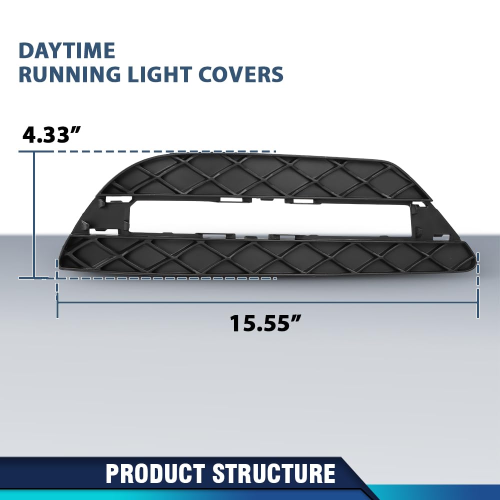 PIT66 Daytime Running Light Cover DRL LH and RH Compatible with Benz C250 C300 C350 2012-2015 2048803224, 2048803324, MB1039117, MB1038117, A2048803224, A2048803324 Black PP