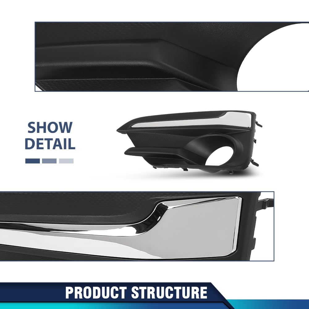 PIT66 Front Fog Light Trim Primed Chrome Trim Driver Side Compatible with Subaru Impreza 2017-2019, Fit For Models with Chrome Trim 57731FL050, SU1038113