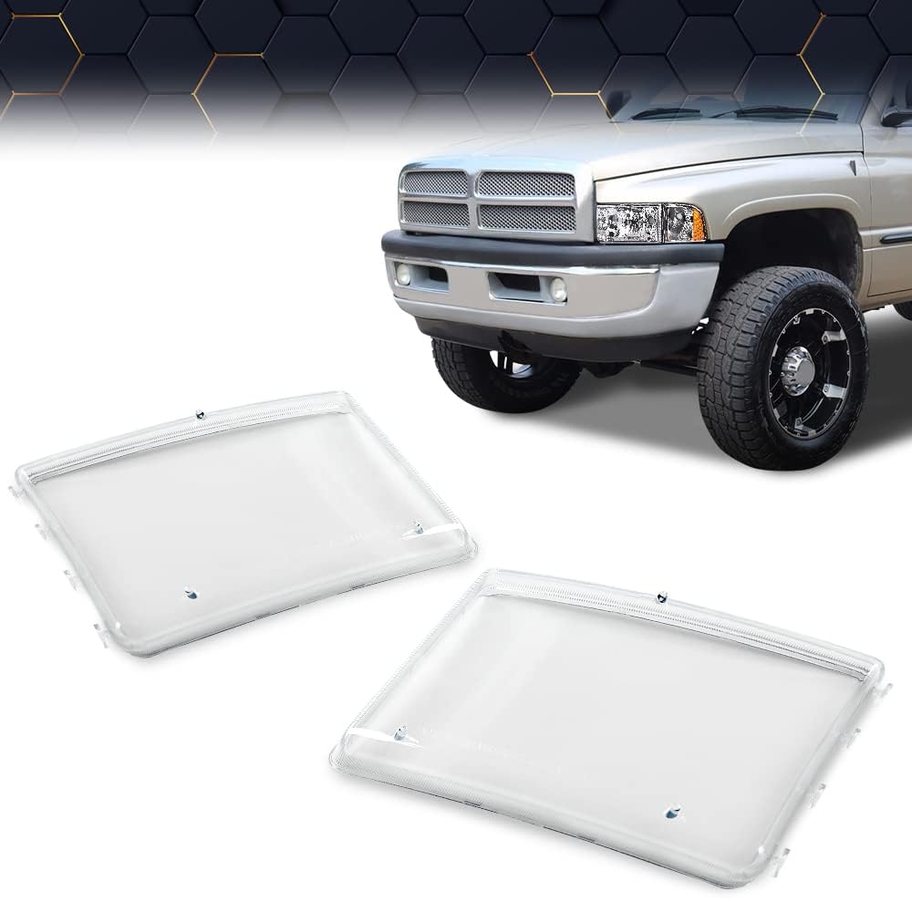 PIT66 Clear Housing headlight Cover Compatible With DODGE RAM 1500 1994-2001/Compatible With DODGE RAM 2500 3500 1994-2002 55076749AD, 55076748AD, 55076749AO, 55076748AO