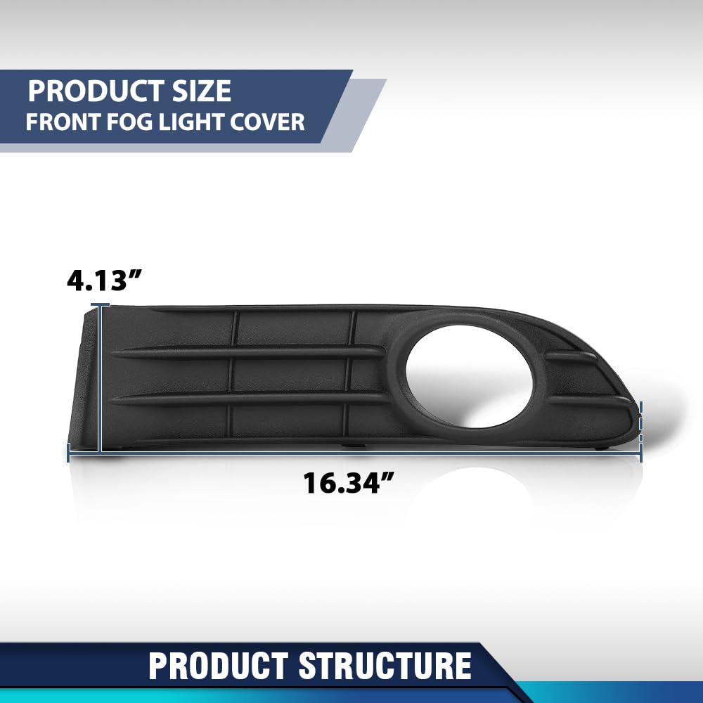 PIT66 Front Bumper Fog Light Cover Compatible with Volvo S40 V50 S50 2008 2009 2010 2011 2012 30744919, 30744920 Black