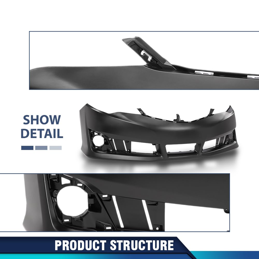 PIT66 Front Bumper Cover PP Black Fit Toyota Camry SE 2012-2014