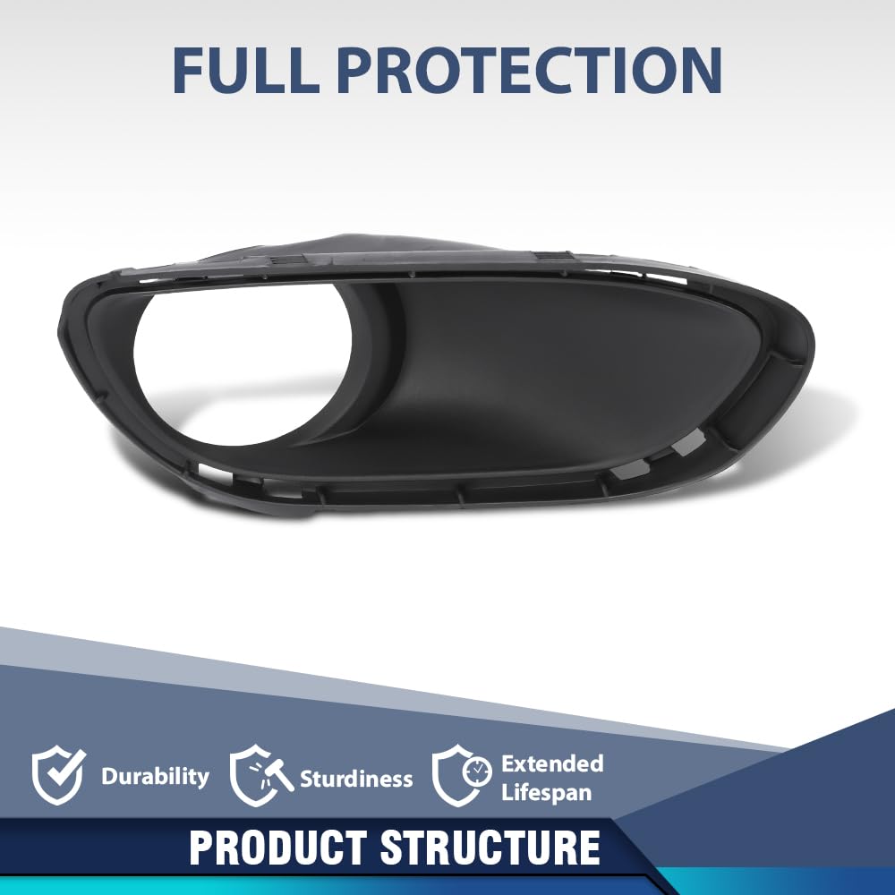 PIT66 Front Right Fog Light Trim Driving Lamp Passenger Side Compatible with Porsche Cayenne Turbo 2011-2014 Fit Porsche Cayenne Turbo S 2013-2014 95850509400, PO1039105 Black