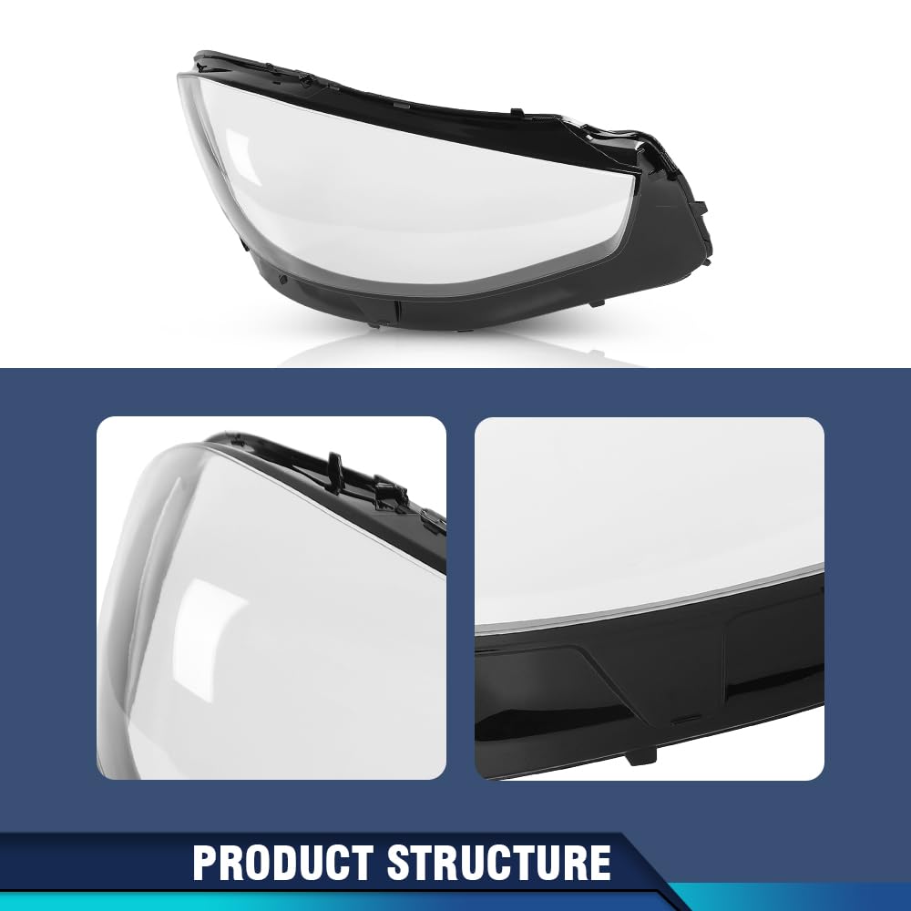 PIT66 Headlight Lens Headlamp Cover Pair Compatible with Benz SClass W223 V223 Z223 Models 2020-2024 Clear